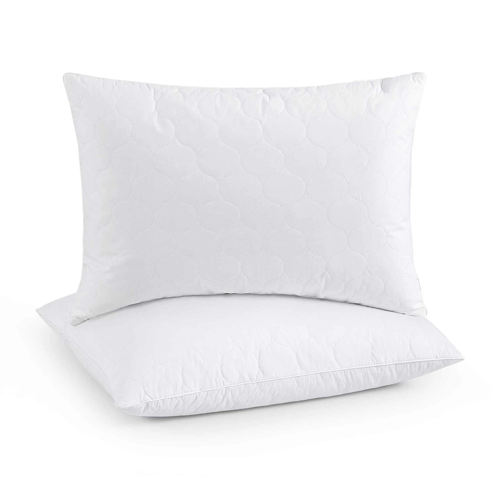 2 Pack Quilted Bed Pillows White Goose Down Feathe